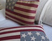 Stars and stripes hessian flag cushion cover