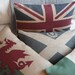 hand printed irish shamrock tricolour flag cushion cover