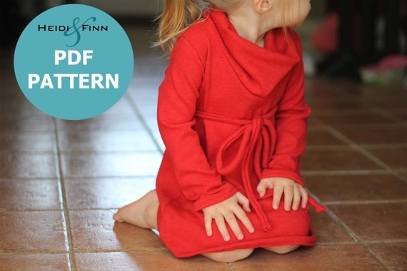 New Cowl Neck Jumper Dress pattern and tutorial PDF 12m-6T EASY SEW tunic dress sweater