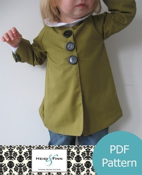 Chic Everyday Coat pattern and tutorial PDF 12M-6T easy sew epattern jacket