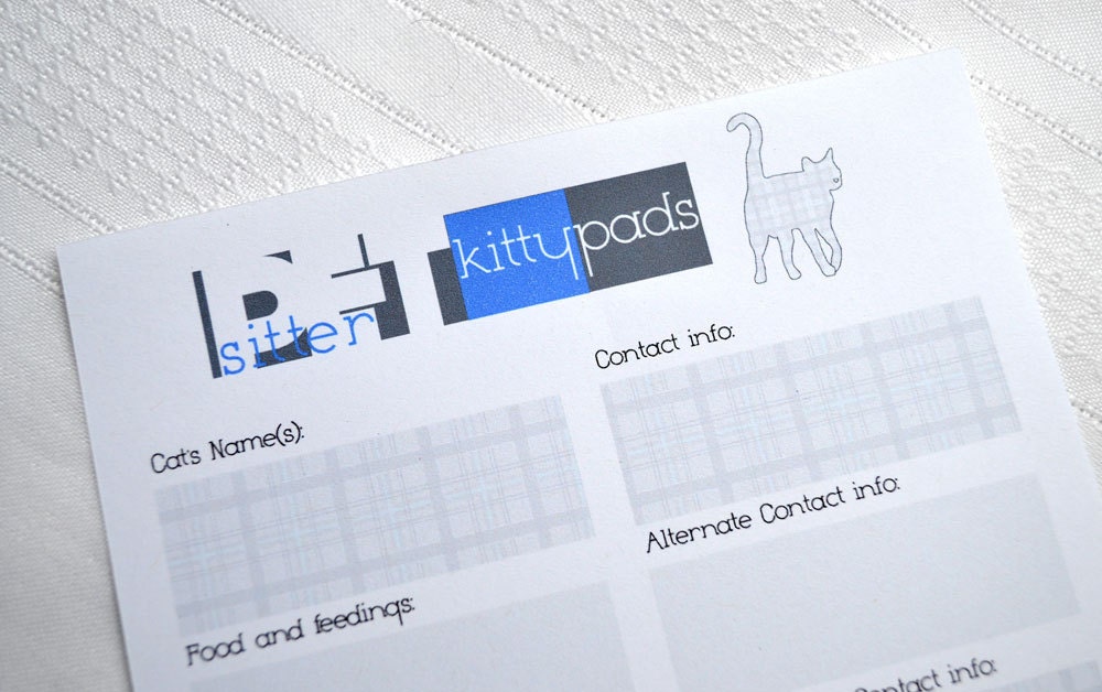 Pet Sitter Kitty Pad Notepad Checklist