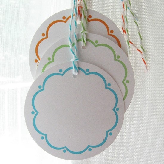 Canning Tags - Scallop Design in Fresh Colors Set of 12