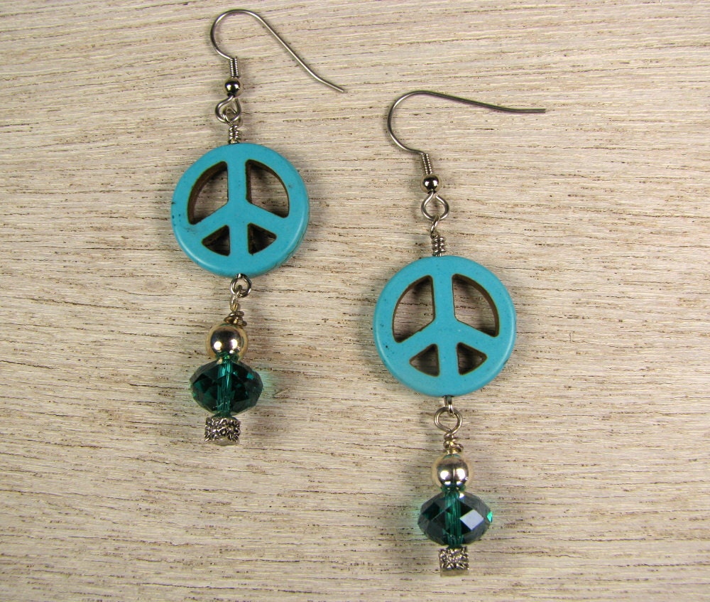 Turquoise Peace Sign Earrings