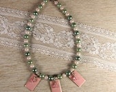 Little Lady Necklace in Pink and Green "Sage Princess"