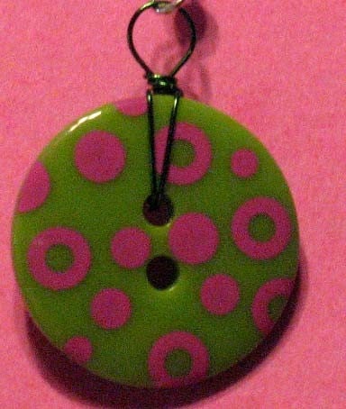Green with Pink Polka Dots Un-Buttons Earrings