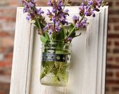 Framed Mason Jar Wall Sconce Rustic White Flower/ Plant/ Candle Holder
