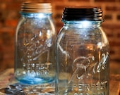 Vintage Blue Ball Jar with Solar Lid