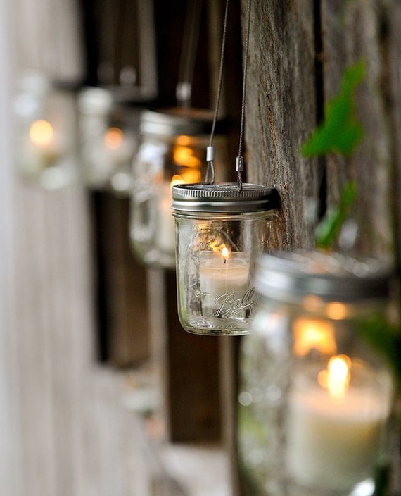 Mason Jar 3 in 1 Candle Holder/ Flower Holder/ Planter Set of 5