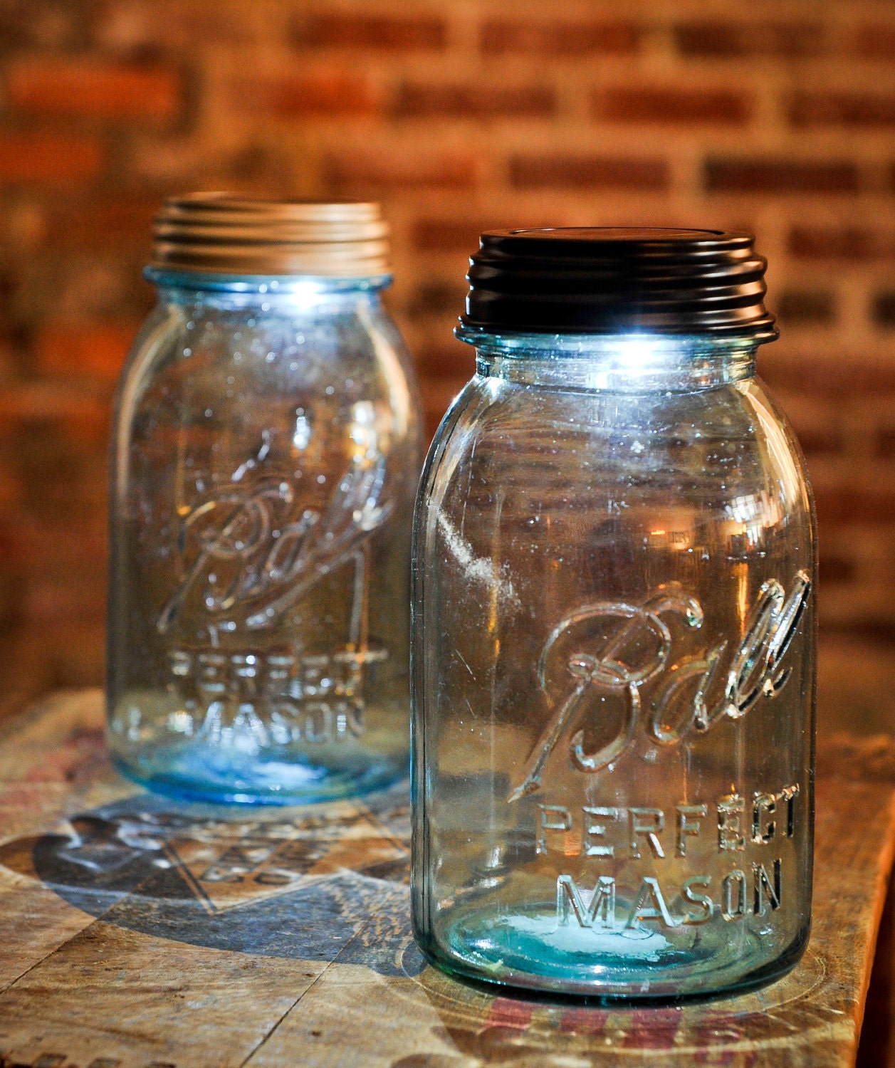 Vintage Blue Ball Jar with Solar Lid