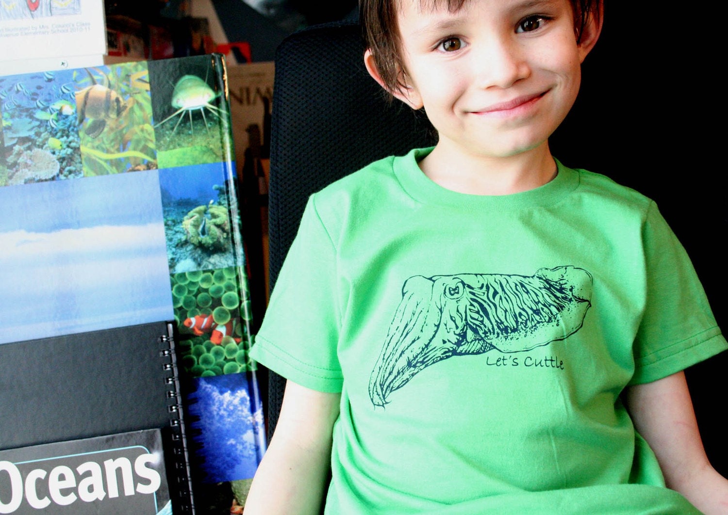 Cuttlefish "Let's Cuttle" American Apparel Grass Green Tee for Kids