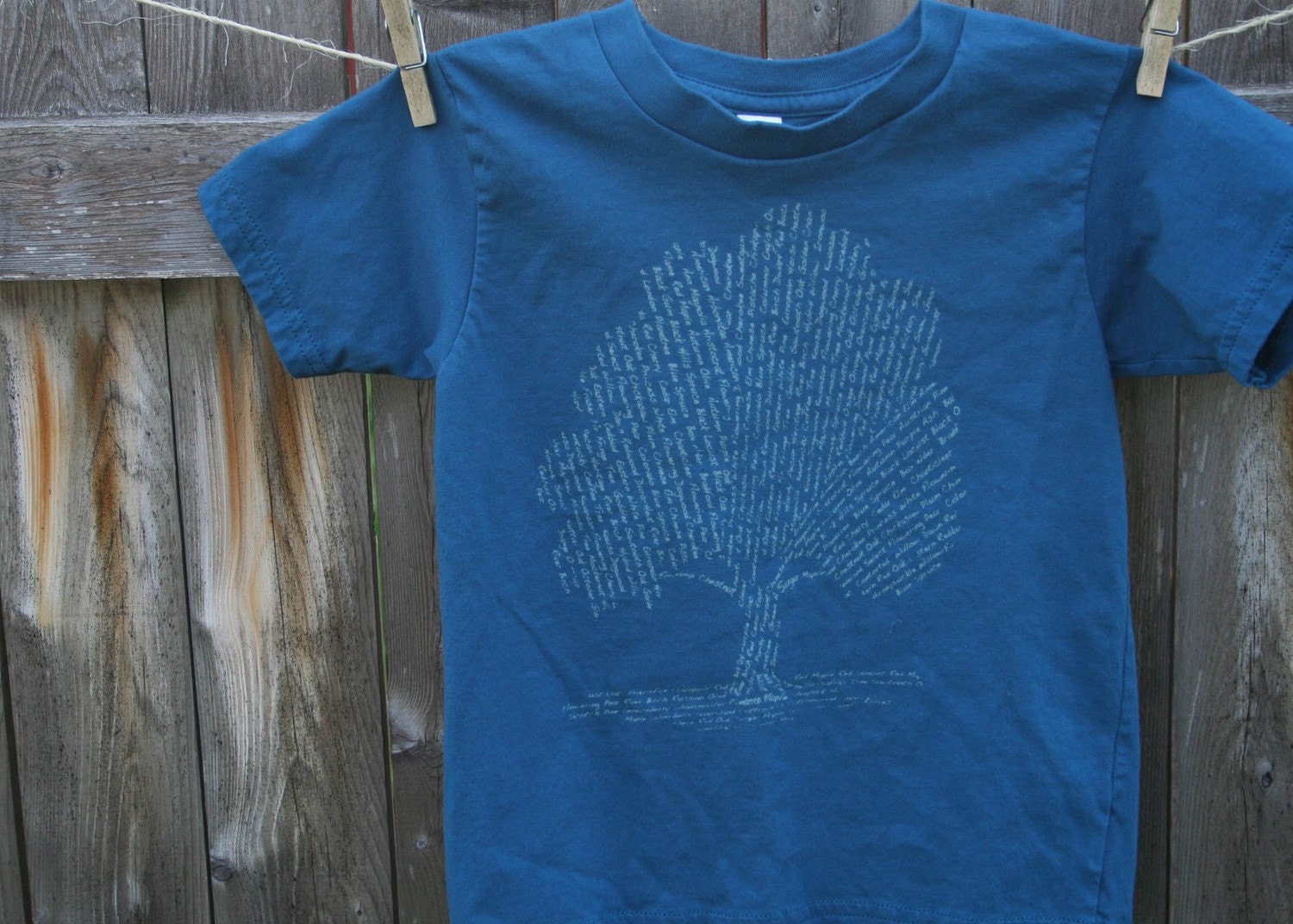 SALE Tree Design List of tree Species Nature design for Kids on organic Galaxy Blue American Apparel Tee