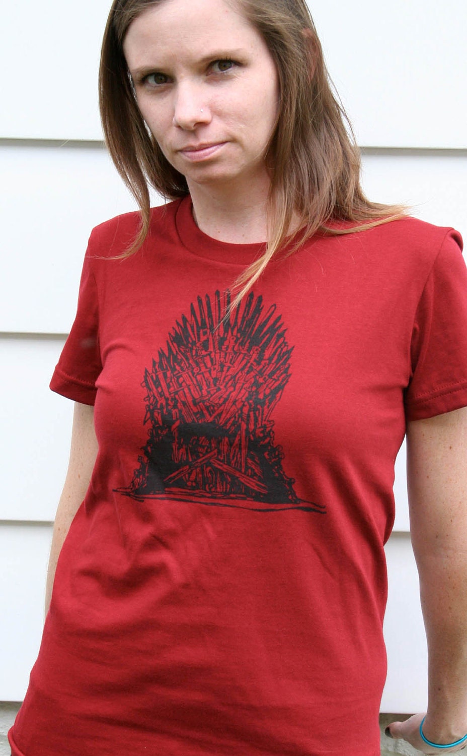 Game of Thrones The Iron Throne American Apparel Tee Shirt for Women in Cranberry