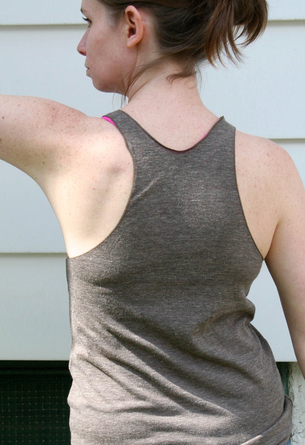 Sloth Playing the Ukulele Hand Drawn Design on American Apparel Tri-Coffee RacerBack Tank  for Women