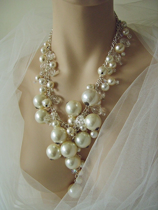 Pearl and crystal statement necklace
