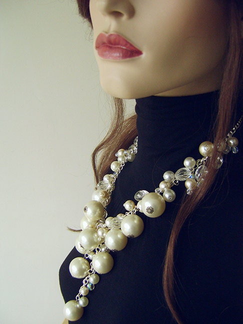 Pearl and crystal statement necklace