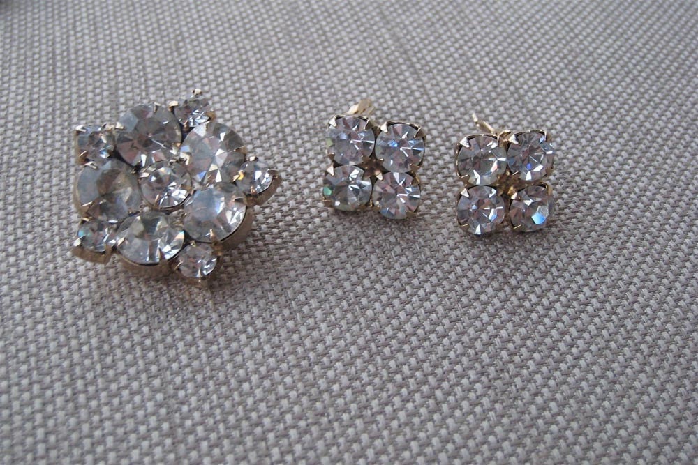 Gold and Rhinestone Earrings