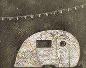 Vintage Airstream - 8"x8" art print