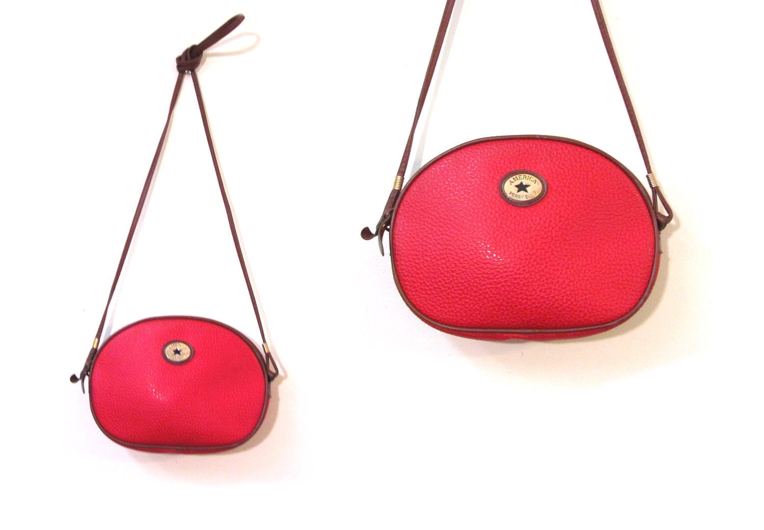 Vintage Perry Ellis Prep School Apple Red Mini Canvas Shoulder Purse