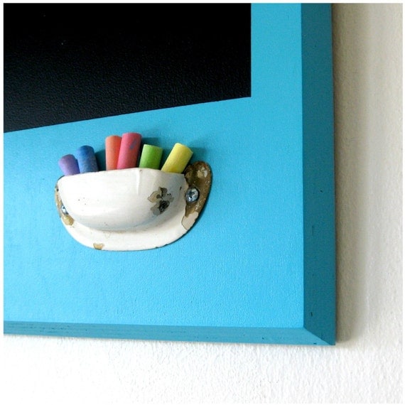 Repurposed Eco-friendly Chalkboard - Turquoise - 23 x 14.5 - ANCHORS AWEIGH