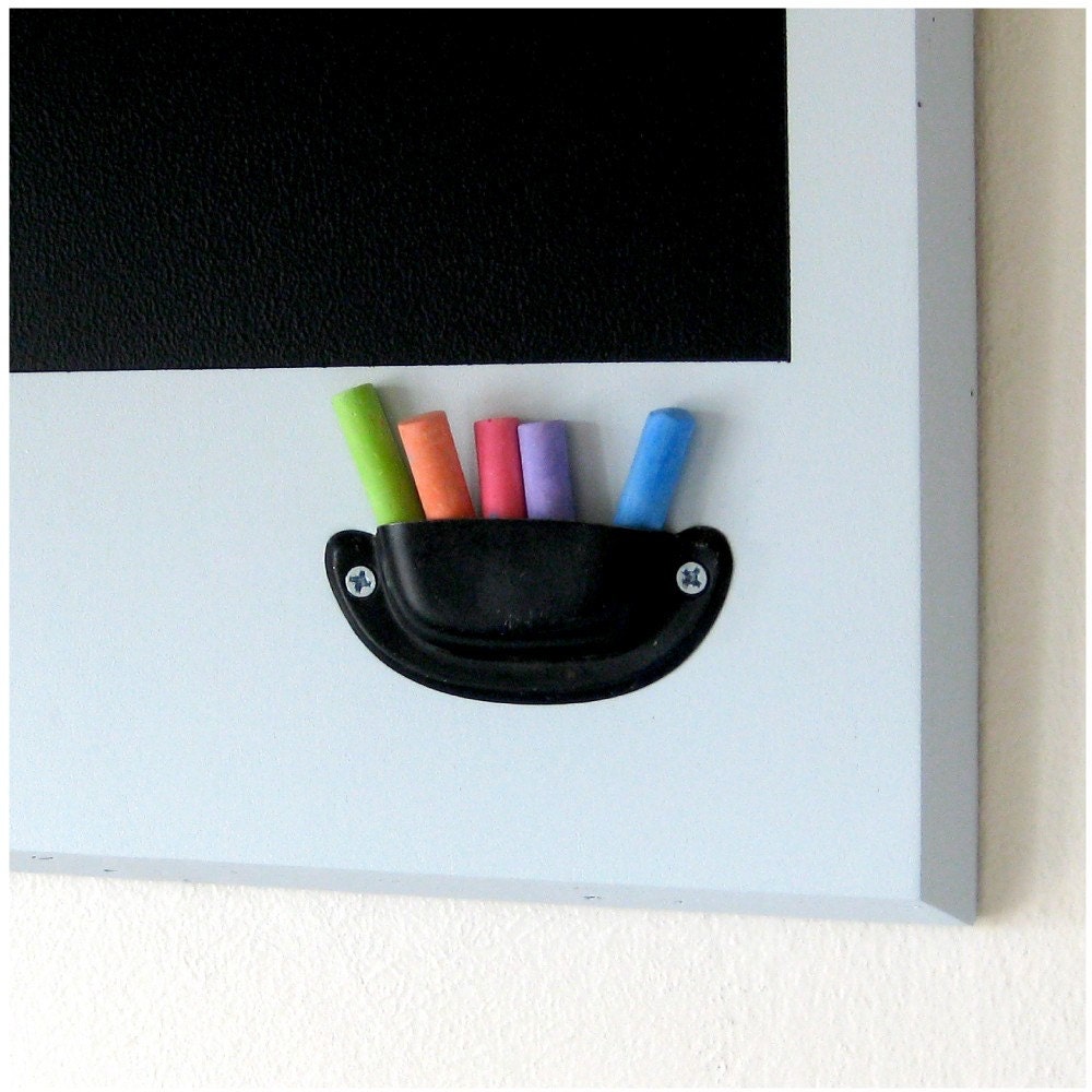 Repurposed Eco-friendly Chalkboard - Gray and Black - 23 x 14.5 - MOON PHASE