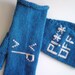 Bad Day Grumpy Emoticon Blue Fingerless Gloves - Fingerless Mittens - Snarky Snark Blue Gloves
