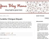 Blog Design  - Chiyogami Inspired Red and Black -  Header Design for Blogger or Wordpress