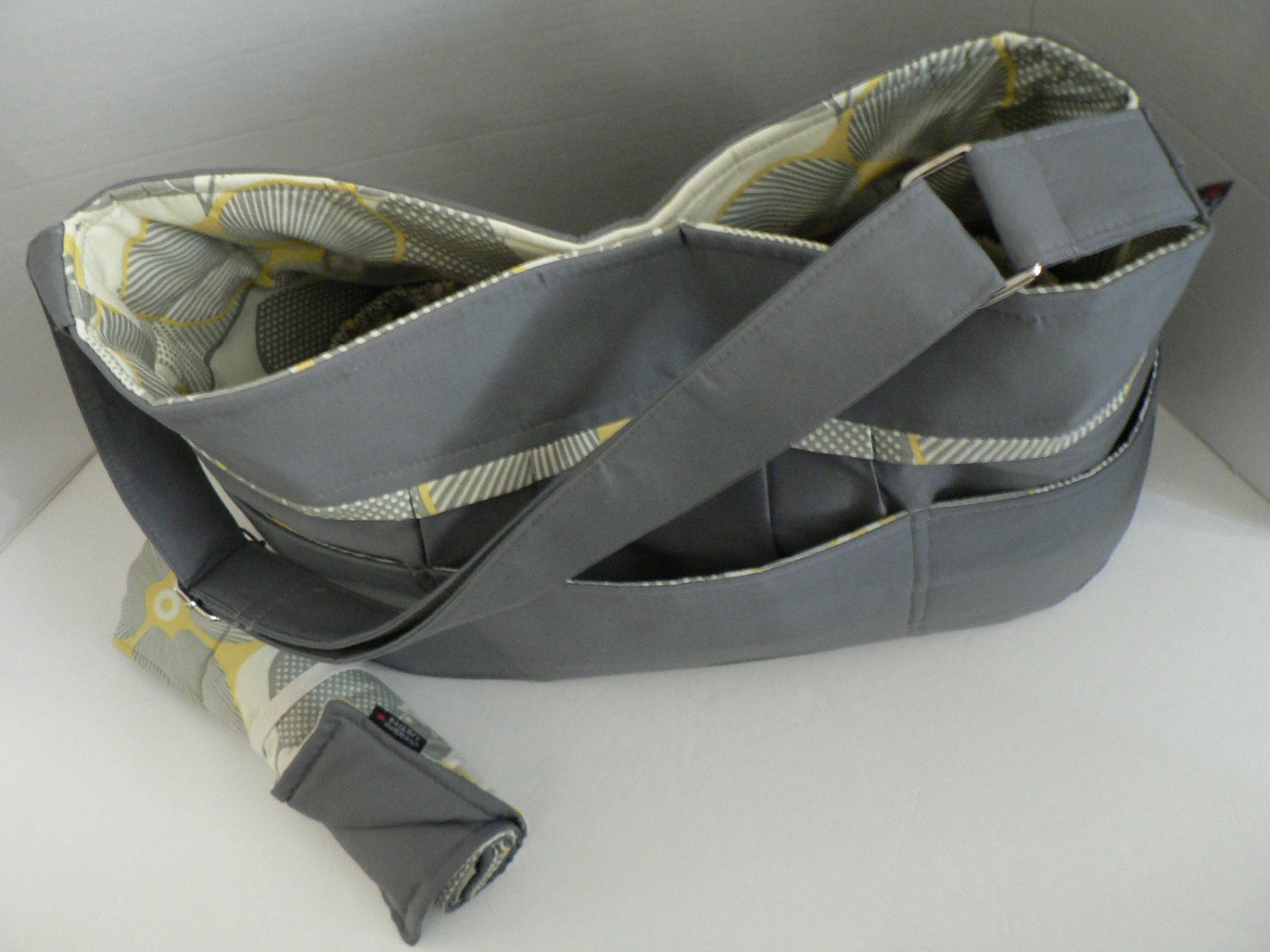 Monterey Diaper Bag Set - Grey And Optic Blossom Or Custom Design Your Own - Large 9 Pockets