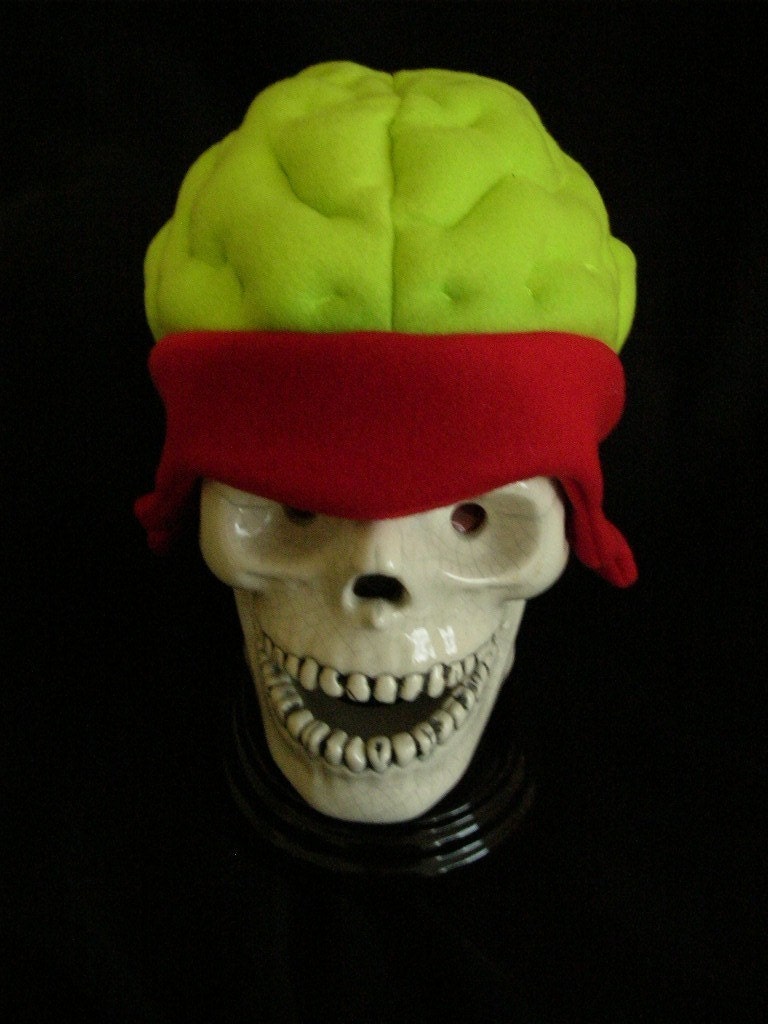 Exposed Brain Fleece Hat (Large Mutant Green Variant)