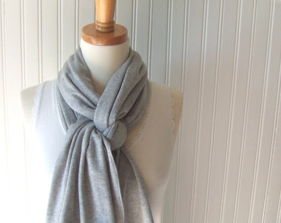 Heather Gray Jersey Scarf Soft Light Grey Scarf by JannysGirl