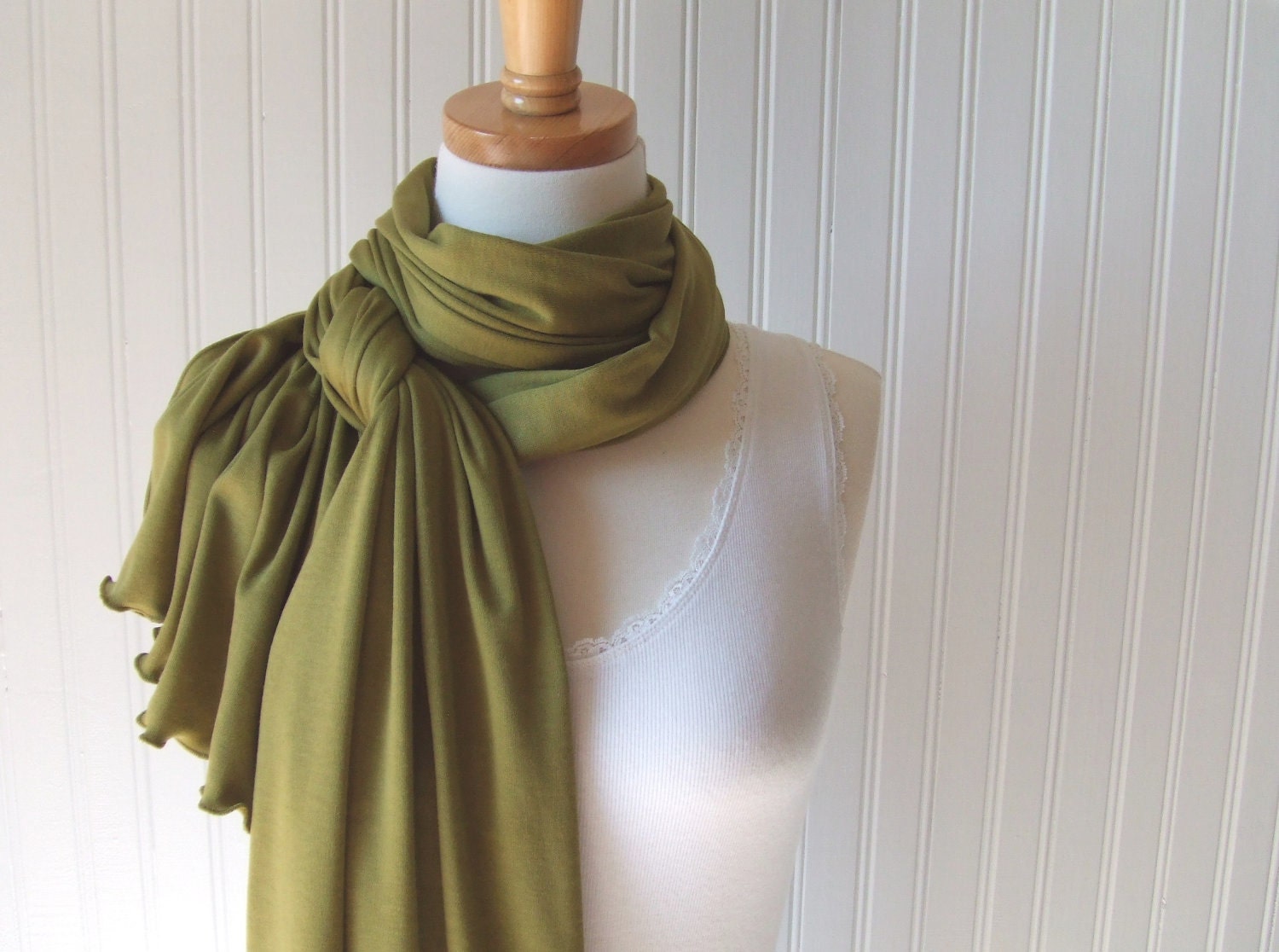 Moss Green Jersey Scarf - Soft Cotton Jersey Scarf