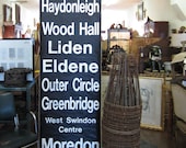 vintage uk route sign. greenmeadow to moredon.