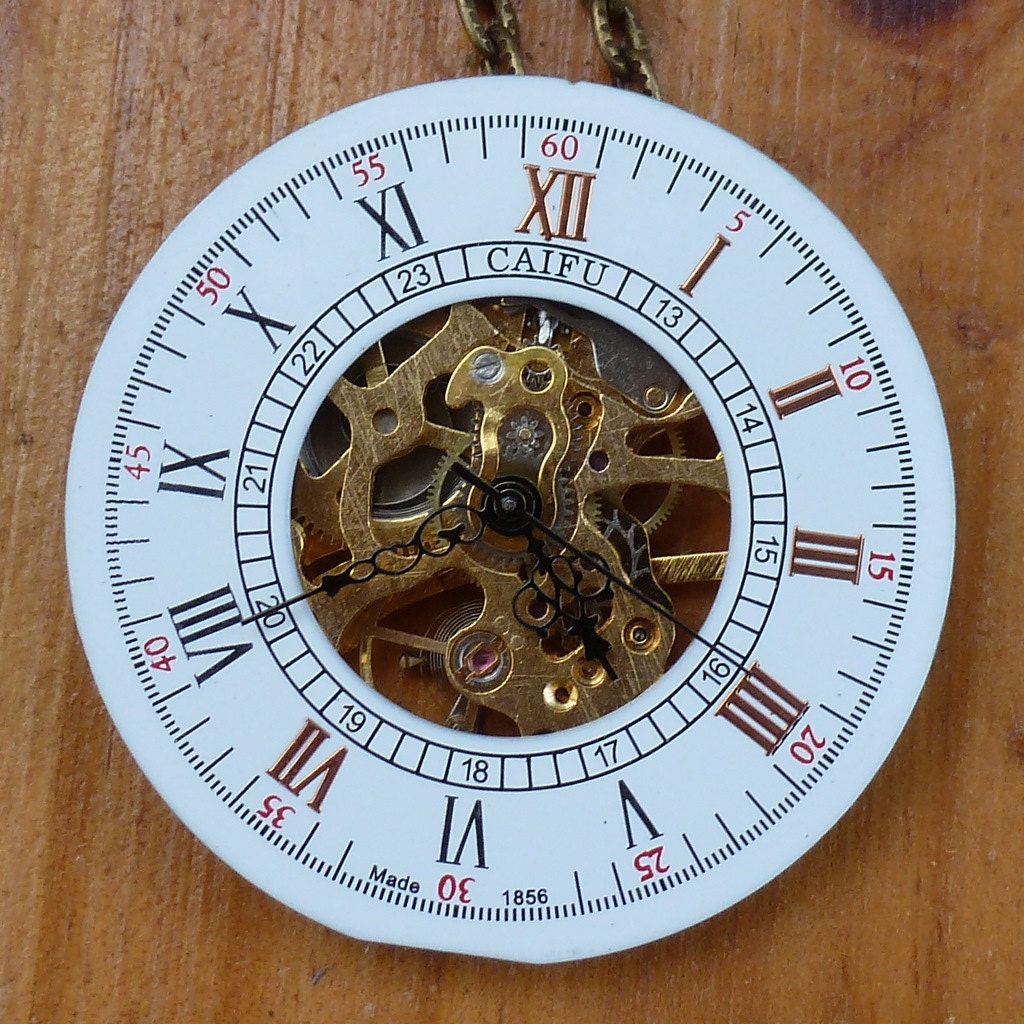Steampunk Fantasy Victorian  pocket WATCH dial necklace pendant locket clock gears
