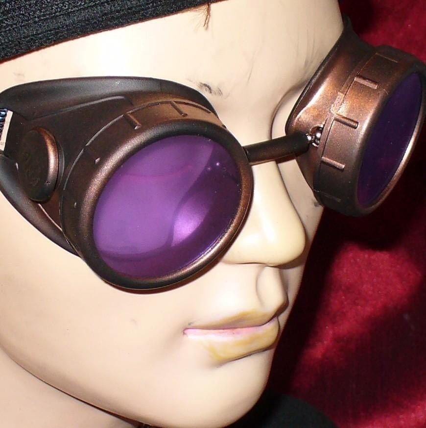Steampunk Goggles Glasses AVIATOR cyber gothic lenses----- Time Travel Crazy Scientist's Oculo-Vision Tool