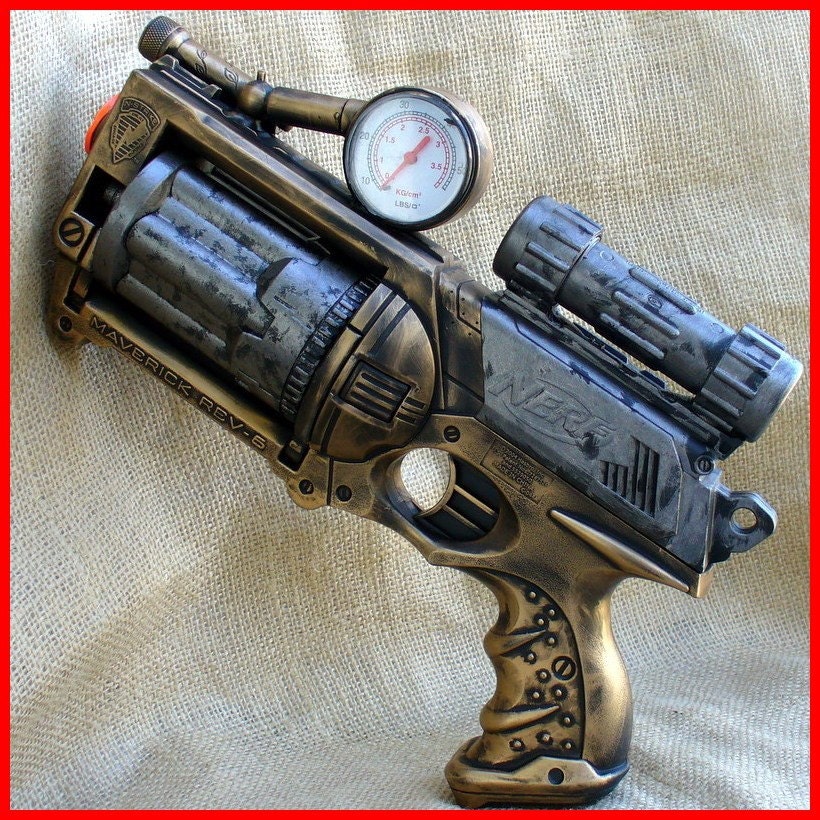 Steampunk Gun Nerf Maverick N-Strike Victorian Gothic