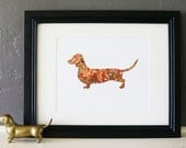 Japanese Chiyogami Paper- Dachshund Dog Silhouette