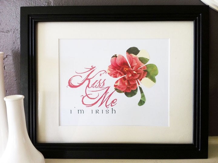 SALE-Kiss Me- Shamrock Vintage Silhouette