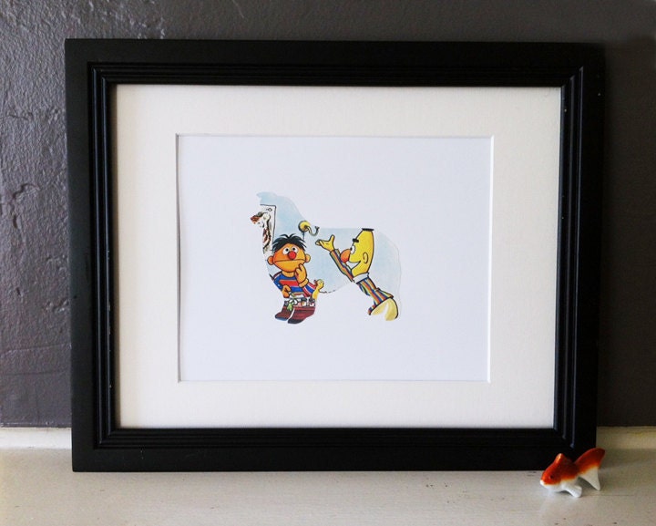 Bert & Ernie - Australian Shepherd Vintage Silhouette