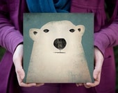 POLAR BEAR Potrait Graphic Wall Art Gallery Wrapped Canvas Panel 8x8x1.5 inch  signed Ready to Hang