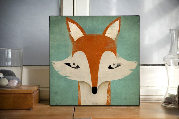 MISTER FOX 12x12x1.5 Graphic Art Gallery Wrapped CANVAS wall art signed