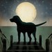 Moonrise Dock Dog Graphic Art Illustration Giclee Print 11x14 inches Signed