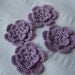 Appliques hand crocheted flowers set of 4 lavender cotton 1.5 inch