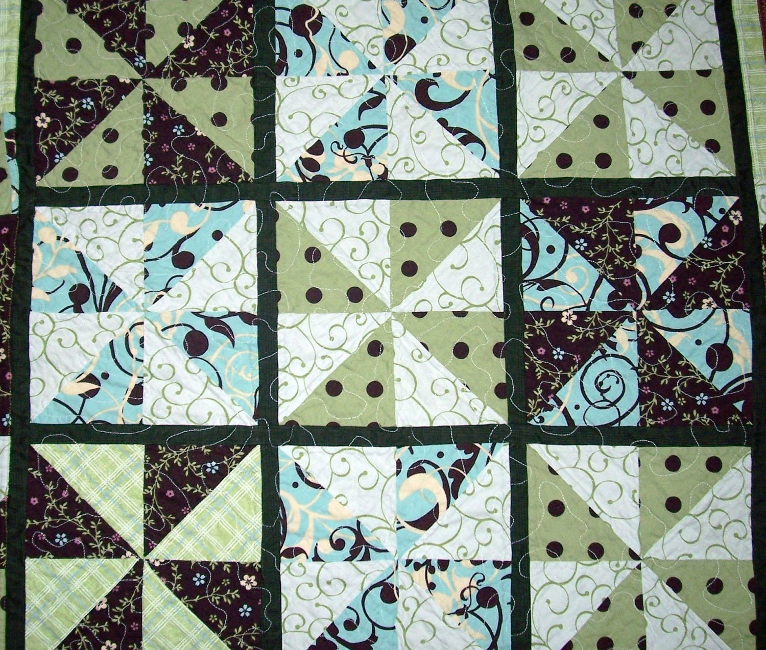Pinwheel Summer Quilt- Lightweight Baby Summer Purple Green Dot Funky Modern