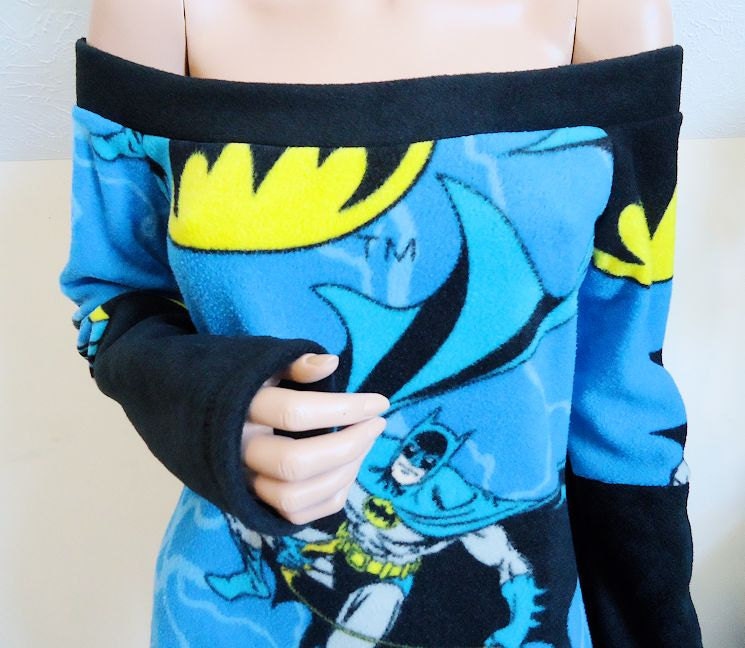 Custom Batman Stretch Fleece Off Shoulder / Slouch Top in YOUR Size S M L XL 1X 2X