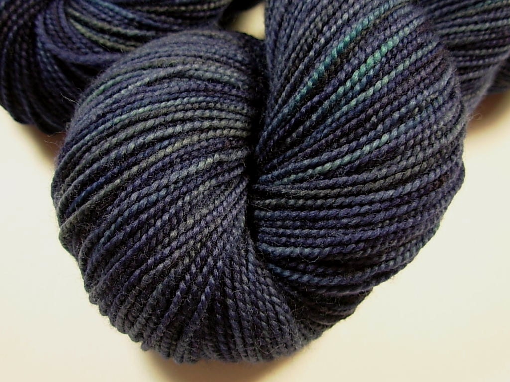 Sock Weight Superwash Merino Wool Yarn, Hand Dyed - Ink Tonal