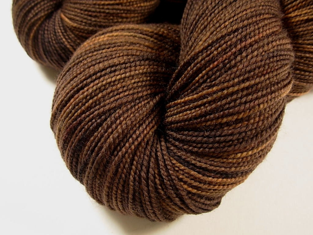 Sock Weight Superwash Merino Wool Yarn, Hand Dyed - Bark Tonal