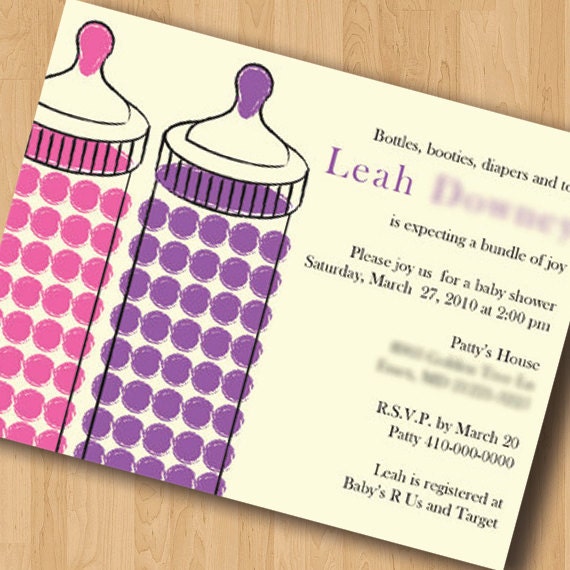 Bottles, Booties, Diapers and Toys - Baby Shower Invitations - Digital Design Il_570xn
