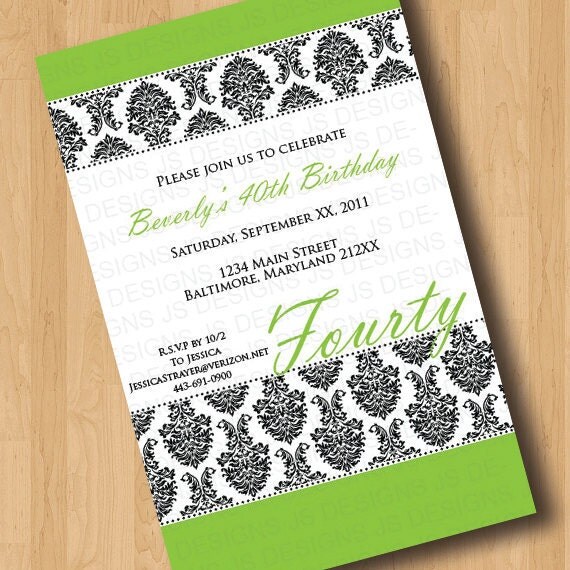 Demask 40th Birthday Invitation - Digital Design Only Il_570xn