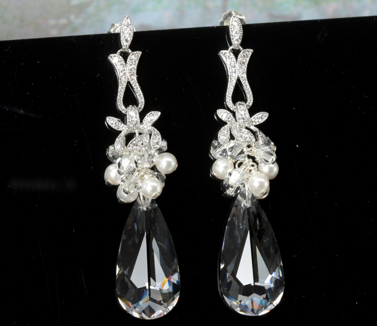 Long Dangle Earrings, Crystal Chandelier Earrings, Crystal Bridal Earrings, Wedding Earrings Drop, Something Old, Wedding