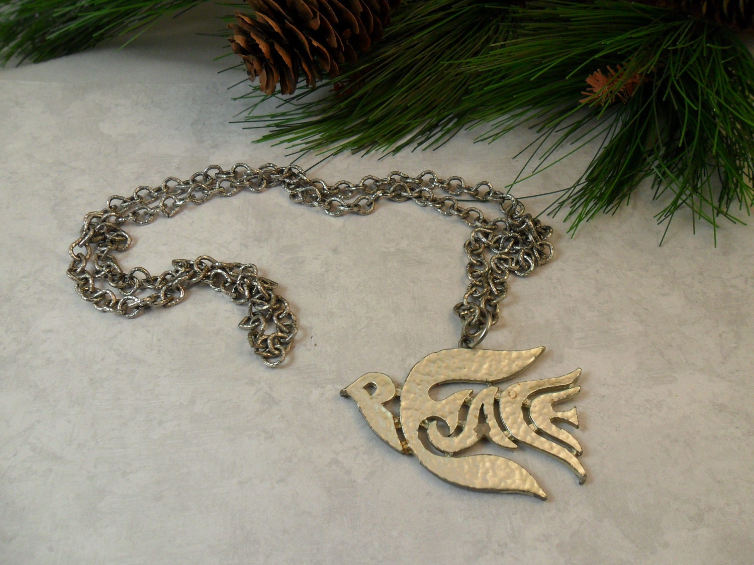 PEACE DOVE Pendant on Chain Silver Tone by BEACON