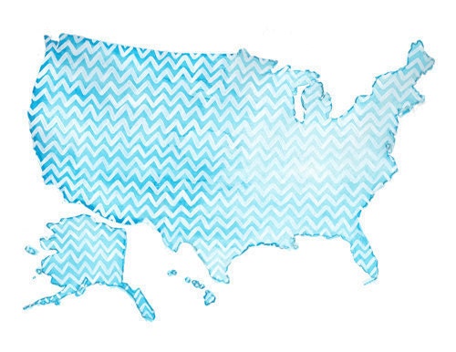 United States Turquoise Chevron Print